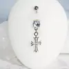 Piercing de ombligo en forma de cruz estilo palacio de gran venta transfronteriza con diamantes, joyería de acero inoxidable y aleación de titanio para piercing al por mayor