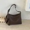 Bolsa de Ombro Feminina Estilosa Versátil Padrão Lichia Retrô Coreano Bolsa de Mão Tote para o Dia a Dia