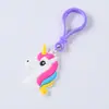 Chaveiro de unicórnio de desenho animado da Amazon, pingente de cavalo arco-íris de borracha macia em PVC, joia, pequeno presente, brinquedo em estoque