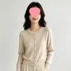 Cárdigan de punto liso estilo coreano con botones dorados pequeños y cuello redondo para mujer, nuevo diseño de principios de otoño, top de nicho en rojo de moda
