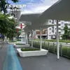 Banco quadrado personalizável para canteiro de árvores em UHPC, floreira artificial para paisagismo de pátio, assento em terraço para contorno de árvore, feito sob encomenda a partir de amostra