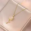 Collar para Mujer, Estilo Influencer Transfronterizo Flor de Girasol Circonita Giratorio Conjunto de Tres Piezas Decoración Collar de Acero de Titanio