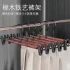 Percha de Madera de Haya de Lujo Ligero, Arte de Hierro, Madera Maciza para Pantalones, Pinza de Madera para Pantalones, Uso Doméstico, Pinza Fuerte para Pantalones que No Deja Marca