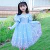 Vestido de Princesa con Clase Elsa para Niñas Vestido Estilo Frozen Mangas Abullonadas Vestido de Halloween Falda Gasa Esponjosa