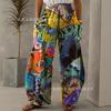 2026 Pantalones Deportivos Casuales Transfronterizos de Amazon Estampado de Plantas Europeo y Americano Cintura Ajustable Holgada Pantalones Largos de Pierna Ancha