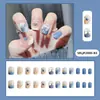 Uñas postizas hechas a mano de alta gama, tridimensionales, doradas y con incrustaciones de diamantes, 24 piezas, elegantes y favorecedoras