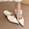 ¡Rosa Nube! Mules Elegantes de Flor de Rosa en Satín para Mujer, Nuevo Estilo Primavera/Verano 2026, Zapatos Elegantes de Tacón Fino