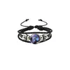 Pulseras Populares Europeas y Americanas para Parejas Transfronterizas 12 Constelaciones Trenzado Multicapa Luminoso Punk Cuero Vacuno Cielo Estrellado Pulsera Joyería