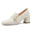 Sapatos femininos de comércio exterior, tamanho pequeno e grande, sapatos de salto grosso com bico quadrado simples, transfronteiriço 726-6