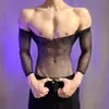 Lencería Sexy Lobe, Ropa de Malla Apasionada y Atractiva, Body Sexy Transparente de Talla Grande Adornado con Pedrería para Hombre