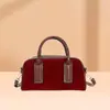 Moda Nueva 2025 Transfronteriza Bolso Boston Suave de Cuero y Terciopelo Nuevo Bolso Almohada Portátil para Hombro de Mujer para Viajes