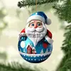 Colgante de Acrílico Nuevo Globo Plano Papá Noel Colgante Decoración Navideña