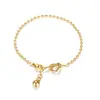 Moda Nueva Japonesa y Coreana Lujo Ligero Simple Pulsera de Acero de Titanio Joyería para Mujer Diseño de Nicho Pulsera de Cuentas Redondas de Alta Gama
