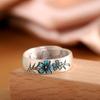 Anillo de Esmalte de Flor de Plata 9999 Pie de Plata Carácter Moda para Mujer Estilo Nacional Personalidad Combinable Anillo Abierto