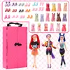 Direto do Fabricante Guarda-Roupa de Vestir Rosa da Barbie para Crianças Vestido de Casamento Casa de Bonecas Brinquedo Conjunto de Presente de Aniversário