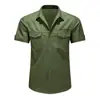 Nueva Camisa de Trabajo de Manga Corta para Hombre de Verano, Casual para Exteriores, Transpirable, Cuello de Solapa, Color Sólido, Corte Delgado, Camisa de Negocios para Hombre