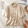 26 Novedad de Verano Ropa para Mujer de Algodón y Lino, Chaqueta Cardigan Botones Retro Chino de Ramio Lavado a la Arena Cosida a Mano para Mujer