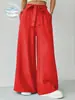 Pantalones de pierna ancha para mujer de comercio exterior transfronterizo en stock, pantalones largos holgados de moda, pantalones drapeados versátiles casuales de color brillante para mujer de primavera y verano