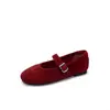 Zapatos Mary Jane Planos de Gamuza con Puntera Redonda de Colores Brillantes para Mujer, Suela Suave, Cómodos, Zapatos de Salón Estilo Hada, Piel Genuina Suela Suave