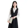 Vestido Colegial de Primavera e Verão, Saia Midi, Roupa para Ocasião Formal, Roupa para Entrevista de Qualificação de Professor, Conjunto de Vestido