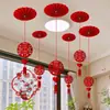 Conjunto de Decoração para Quarto de Casamento Celebração de Casamento Pingente para Sala de Estar Flor de Puxar Ornamento Noivo e Noiva Suprimentos de Casamento Casa Nova Ornamento Pendurado Dupla Felicidade