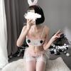 Amor Como Lingerie Sexy Top Tubo Sexy Transparente Feminino Conjunto Fofo de Camisola com Alça Dividida e Orelhas de Coelho