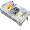 Mantel de picnic desechable para reuniones al aire libre y camping, cierre con banda elástica, impermeable y a prueba de aceite, cubierta de mesa plegable para exteriores