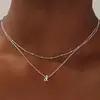 Amazon Diseño Transfronterizo Estilo Europeo y Americano Collar de 26 Iniciales Collar en Capas Joyería con Colgante de Moda para Mujer