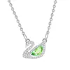 Colar de Prata Esterlina S925 para Mulheres com Pingente de Cisne de Cristal Natural, Granate de Alta Qualidade, Peridoto, Topázio Corrente para Clavícula