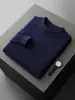 Suéter de Punto de Lana de Cuello Alto Medio para Hombre 100% Lana Nuevo Suéter de Punto Casual de Negocios Prenda Base de Punto Color Sólido Top