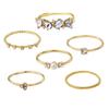 Set Sencillo y de Moda de 6 Piezas de Lujo Ligero de Alta Gama Metal Microincrustación Circonita Brillante Anillo Abierto Ajustable para Mujer