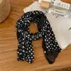 Bufanda Larga de Algodón Lino Arrugado Lunares Seda Estilo Coreano para Mujer Primavera Verano Delgada Artística Versátil Accesorio de Moda para Protección del Cuello