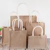 Logo impreso personalizado en bolsas de arpillera, bolsas de mano de arpillera lisas para comercio transfronterizo, bolsas de lino de gran capacidad, bolsas de arpillera