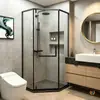 Mampara de Vidrio Templado Integrada para Ducha Puerta Corredera Baño Higiene Ducha Corredera Arco Redondo Nuevo
