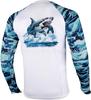 Camisa de Pesca Masculina para Exterior Manga Longa Proteção Solar Gola Redonda Camiseta Estampa de Peixes Marinhos Camuflagem Manga Raglan Cabelo Liso de Fábrica