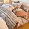Juego de Cuatro Piezas Engrosado de Algodón Puro Cepillado Otoño e Invierno, Juego de Tres Piezas de Sábana y Funda Nórdica de Algodón Puro Vintage Clase A, Ropa de Cama Nantong