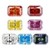 Anillos de diamantes desnudos de Moissanita con chaflán cuadrado largo de color gema Huagang, joyería de moissanita, piedra desnuda al por mayor, multicolor