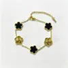 Pulsera de Acero de Titanio de Cinco Hojas de Doble Cara para Mujer, Joyería Nueva Transfronteriza, No se Desvanece, Oro de 18K, Joyería de Lujo Ligero, Venta al por Mayor