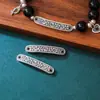 Plata maciza pura s925 pulsera media rígida vintage desgastada estilo chino con grabado accesorio de pulsera de tubo curvo accesorio para joyería de plata DIY