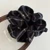 Goma para el pelo de moda a cuadros y rayas estilo coreano, de doble capa, para moño moderno, de tela grande para cintura pequeña