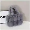 Bolsa de Mano de Peluche Suave y Masticable tipo Nube Otoño/Invierno Bolso de Mano de Piel Sintética de Conejo Versátil para Chicas para Ir al Trabajo Bolso de Hombro Extra Grande Peludo