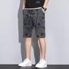 Pantalones cortos deportivos de verano para hombre, estilo europeo y americano, holgados, de calle, de pierna ancha, rectos, con cordón, a la moda.