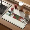 Patrón a cuadros vintage forma irregular tierra de diatomeas absorbente cuero encimera de cocina posavasos de café escritorio resistente al calor mantel individual