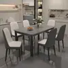 Mesa de comedor de losa de roca, diseño simple y elegante, adecuada para uso doméstico, forma rectangular, ideal para apartamentos pequeños, juego de mesa y sillas de comedor