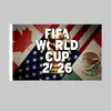 Banderas de la Copa Mundial 2026 Transfronteriza para Estados Unidos, Canadá y México, Banderas de Poliéster, Banderas de Mano para Animación en Competiciones, Fondo de Apoyo para Aficionados