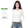 Camiseta de manga larga para mujer directa de fábrica, nueva sudadera de cuello redondo ajustada para otoño e invierno, camiseta básica cálida y cómoda