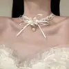 Colar Renda Floral Estilo Super Fada Princesa para Mulheres, Luxo Leve Nicho Estilo Minimalista Corrente de Clavícula Laço Celebridade da Internet Conjunto