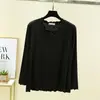 Nova Camiseta Modal de Manga Longa com Babados para Primavera e Outono para Mulheres, Roupa de Casa Fina com Laço, Caimento Solto, Top Casual Emagrecedor