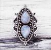 Anillo Wish de Piedra Lunar en Forma de Pera de Gota de Agua Nuevo Anillo Retro de Plata Tailandesa Plateado Europeo y Americano para Mujer Exquisito