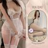 Lencería Floral Nueva Sexy Uniforme de Encaje para Juego de Rol Vestido de Novia Transparente Traje de Vestido de Novia Tentación Novia